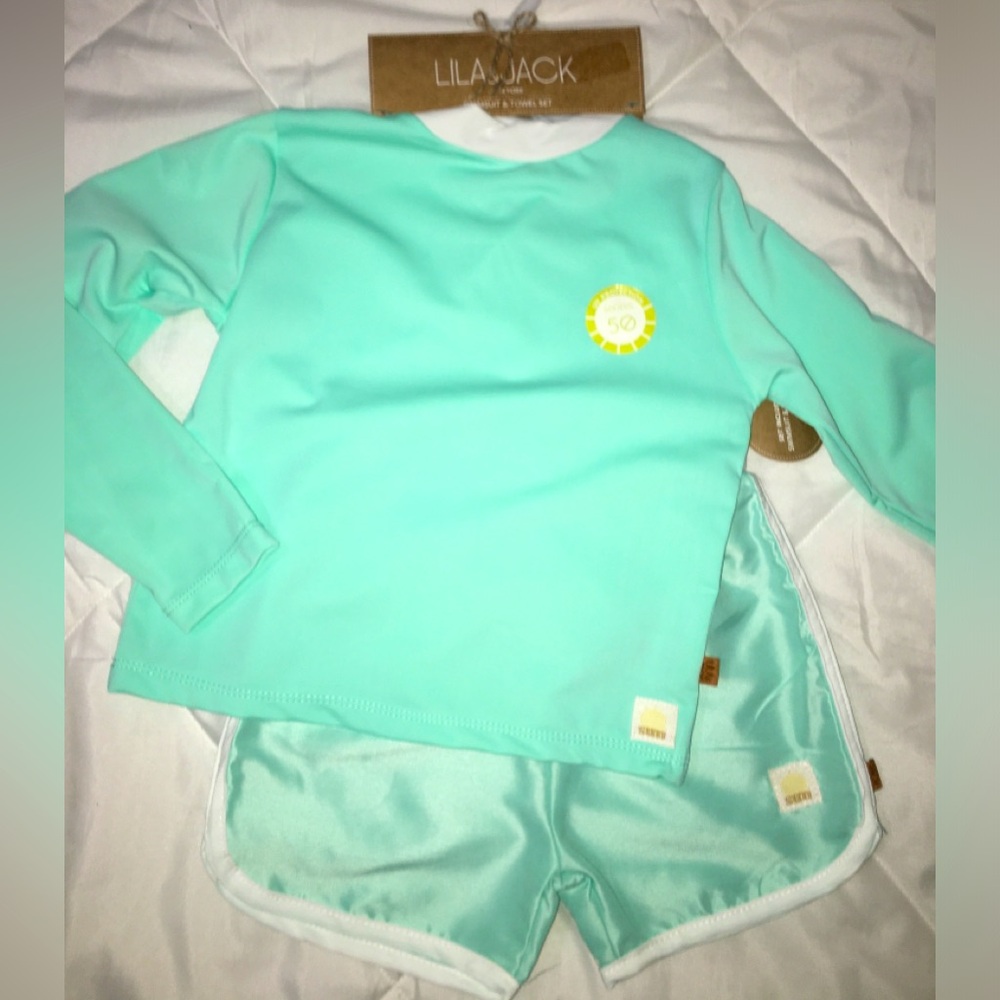 2 piece  Lila & Jack Swim/Short matching Set - Mint size 4T kids